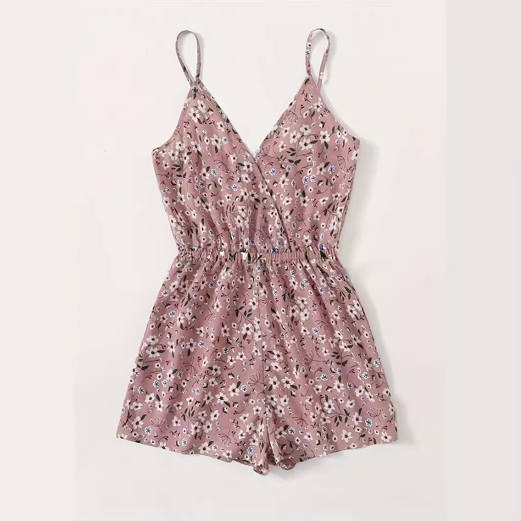Femmes Élégante robe à fleurs avec des fines bretelles spaghetti et une taille élastique Chic und Stil