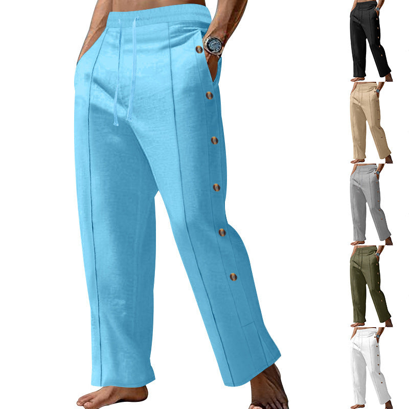 Pantalon d'été décontracté pour homme avec boutons latéraux et taille élastique Chic und Stil