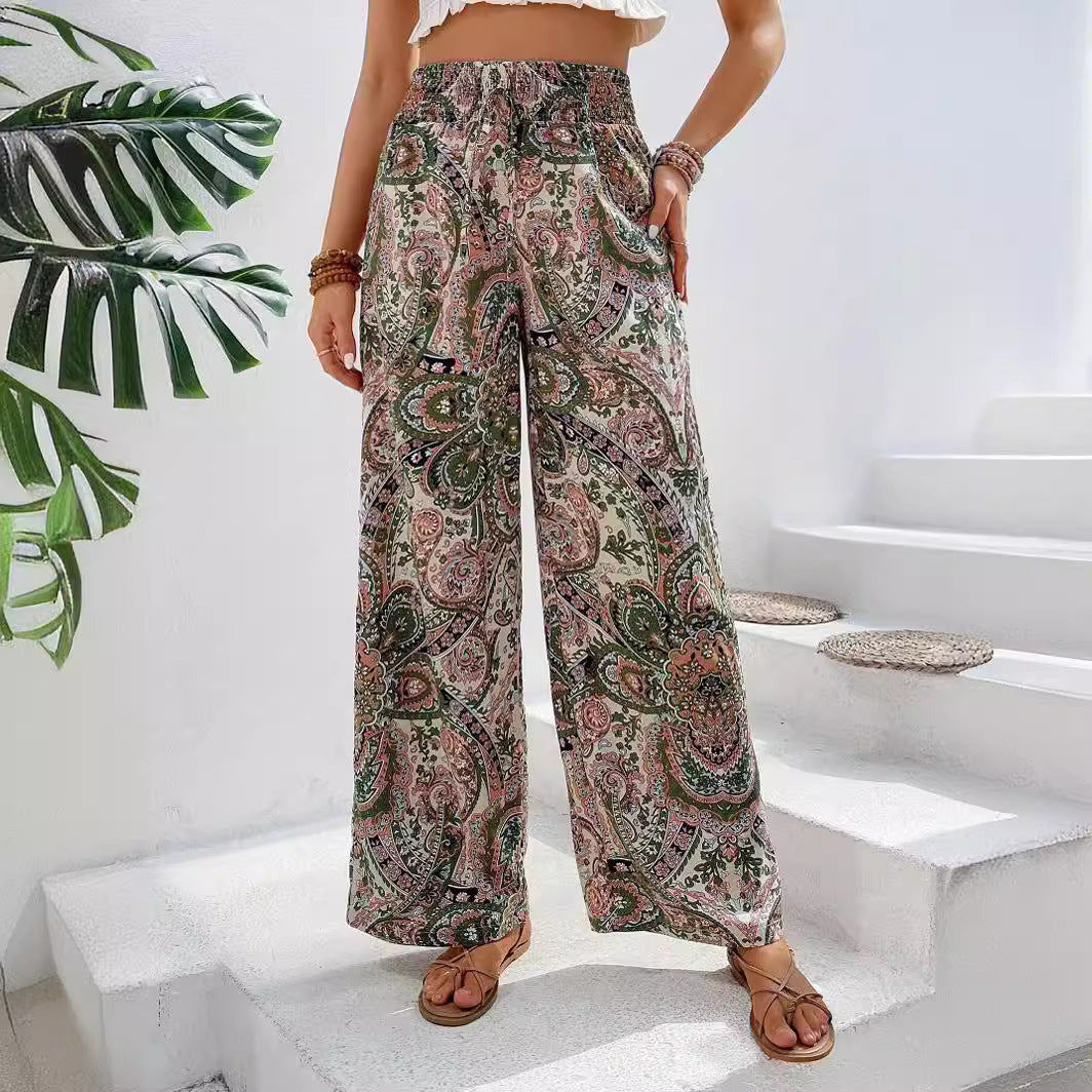 Wide Palazzo Pants for Women with an Elegant Paisley Pattern Chic und Stil
