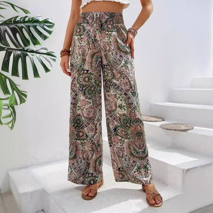 Wide Palazzo Pants for Women with an Elegant Paisley Pattern Chic und Stil