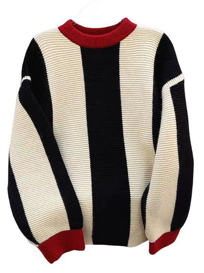Pull en maille surdimensionné pour femmes avec motif rayé texturé Chic und Stil