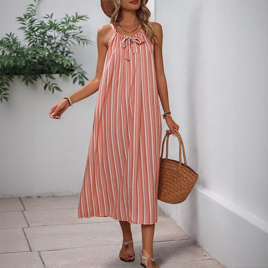 Robe d'été maxi rayée pour femme avec cordon ajustable Chic und Stil