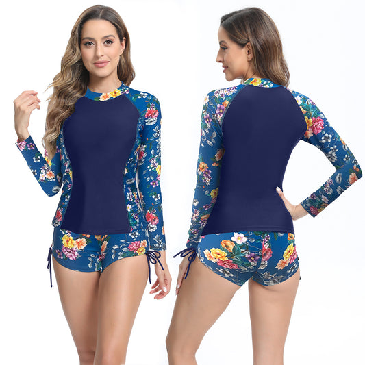 Vêtements de surf pour femmes avec protection UV, design floral et shorts Chic und Stil