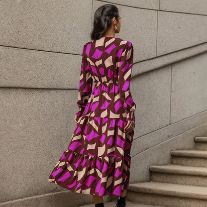 Robe maxi femme avec jupe volumineuse et ceinture nouée raffinée Chic und Stil