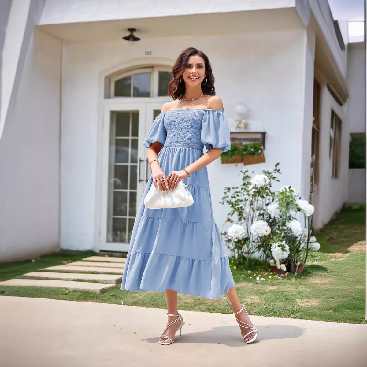 Robe maxi femme avec des manches légèrement volumineuses Chic und Stil
