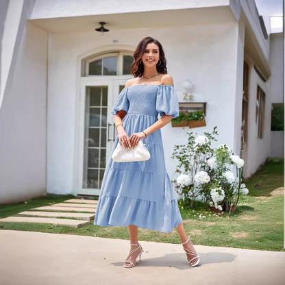 Robe maxi femme avec des manches légèrement volumineuses Chic und Stil