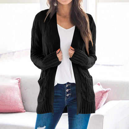 Dames Gros Tricot Cardigan avec Devant Ouvert et Grandes Poches Chic und Stil