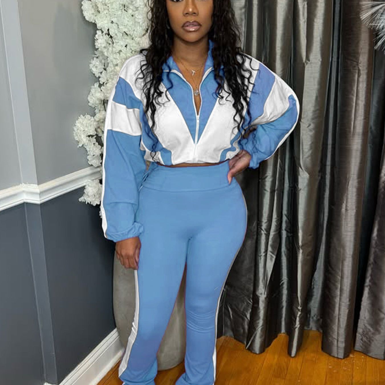 Dames Ensemble sportif deux pièces avec veste cropped et leggings ajustés Chic und Stil