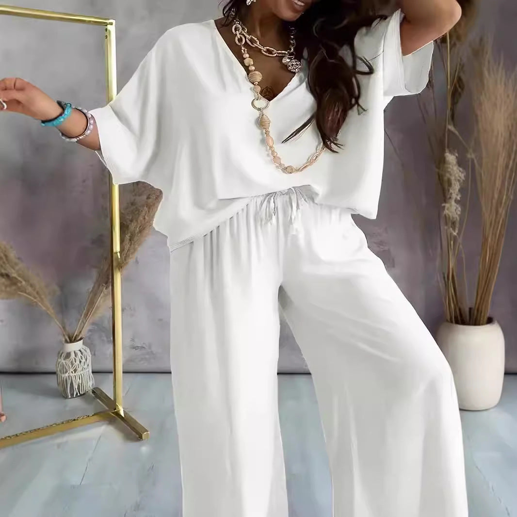 Dames Ensemble décontracté avec coupe fluide et haut enroulé Chic und Stil