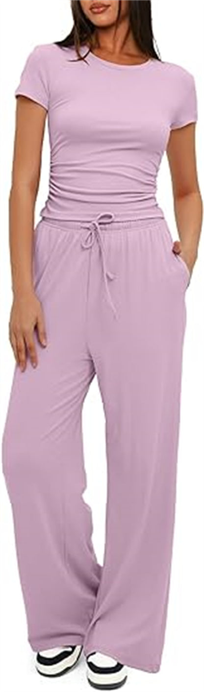 Casual set for women with crop top and wide pants Chic und Stil