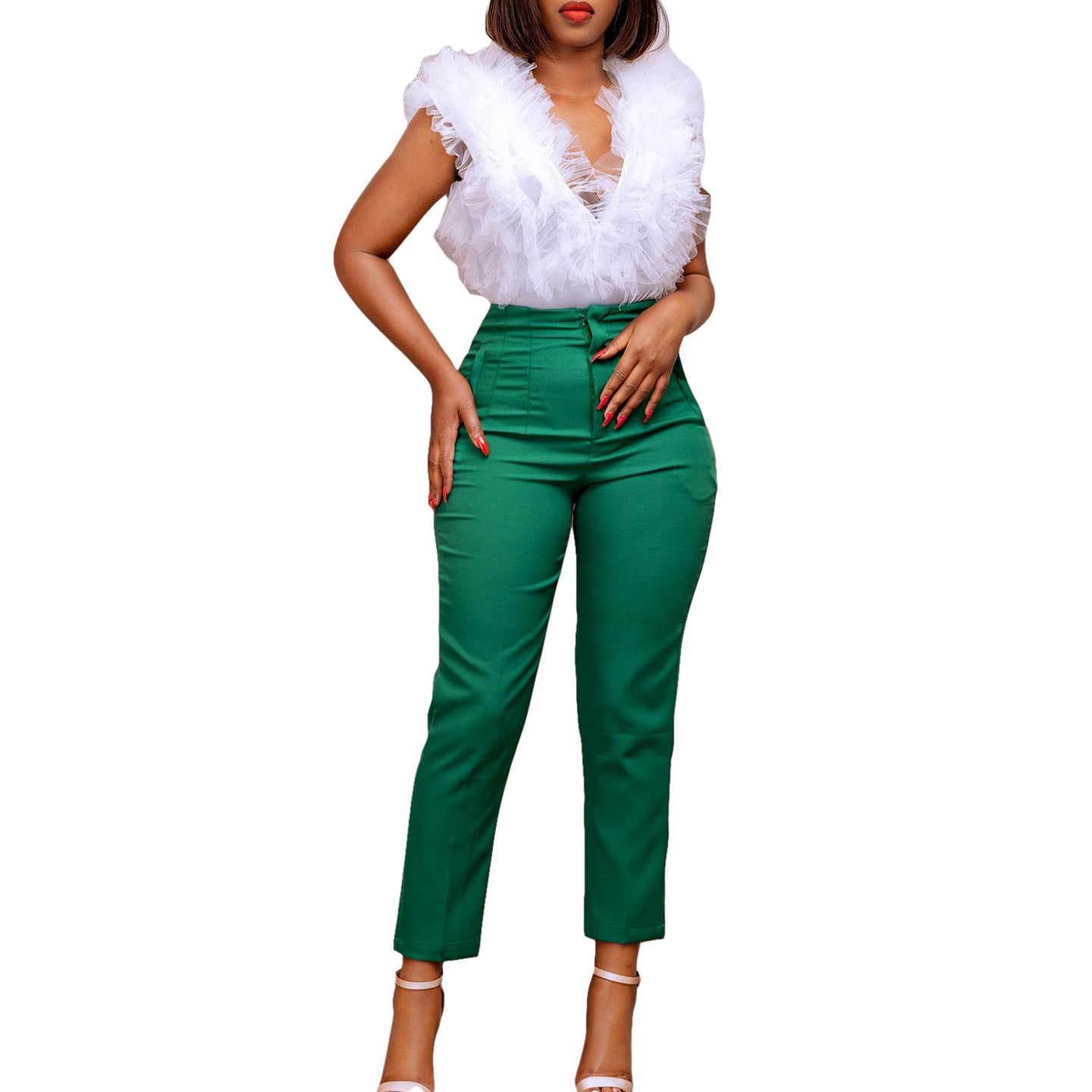 High-waisted trendy fabric pants for women with an elegant cut Chic und Stil