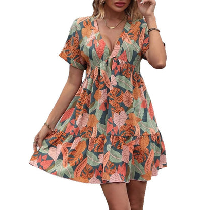 Dames Robe Swing Florale Vibrante Chic und Stil
