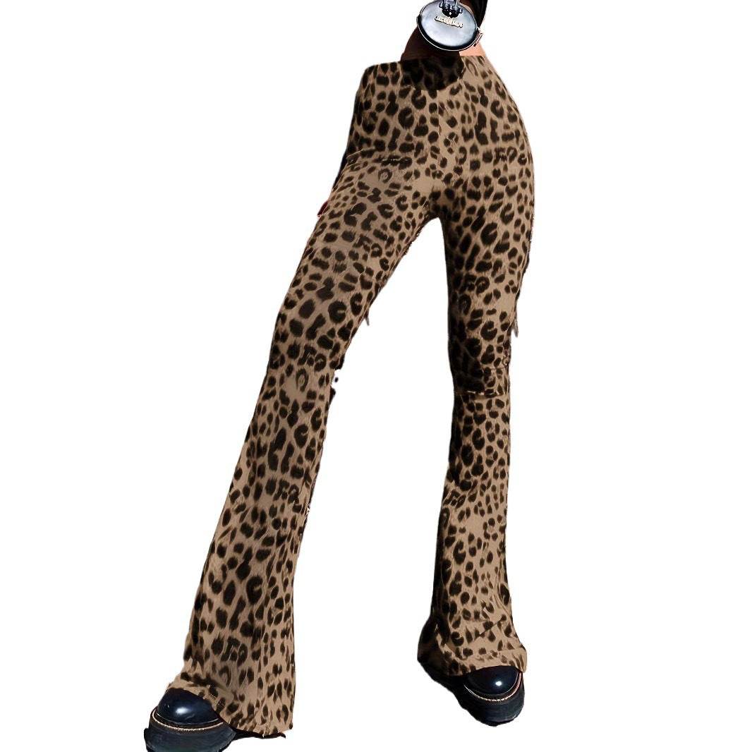 Chic and Style leopard print casual flared pants