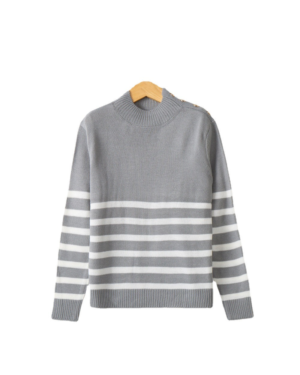 Pull en tricot à la mode pour femmes avec motif rayé et détails de boutons Chic und Stil