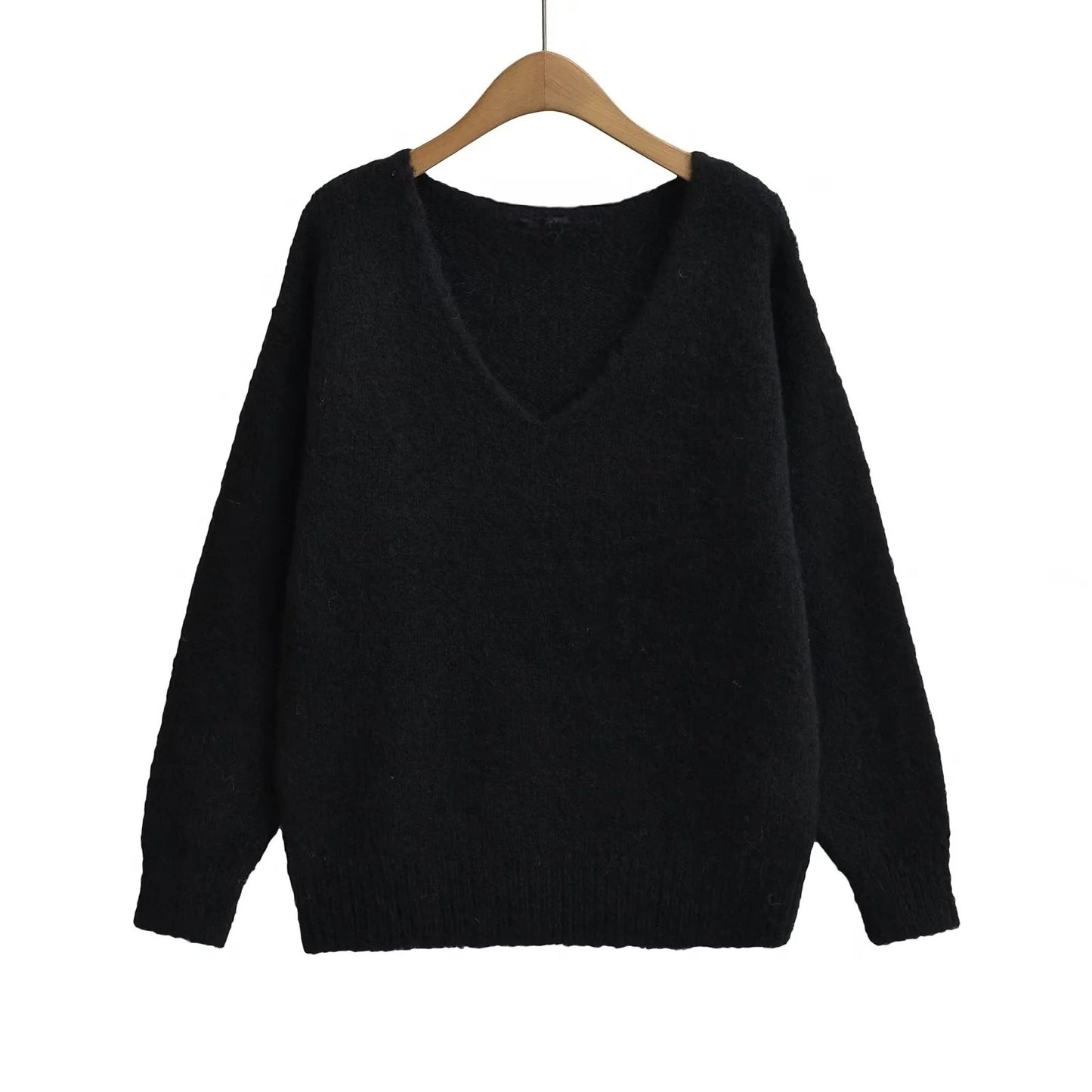 Pull oversized à col en V pour dames en tricot doux Chic und Stil