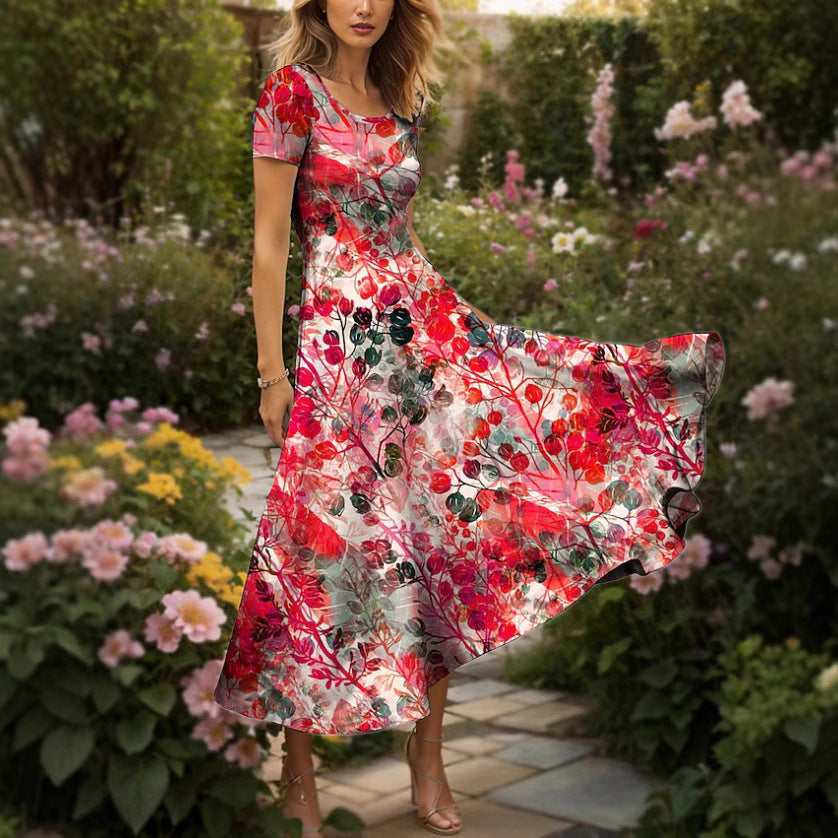 Robe maxi femme avec design floral artistique et coupe fluide Chic und Stil