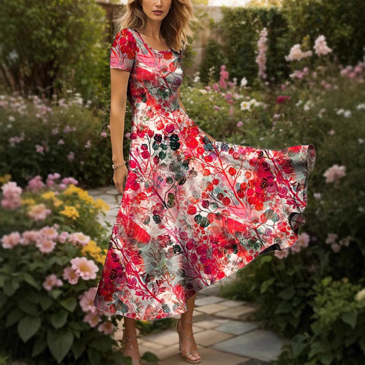 Robe maxi femme avec design floral artistique et coupe fluide Chic und Stil