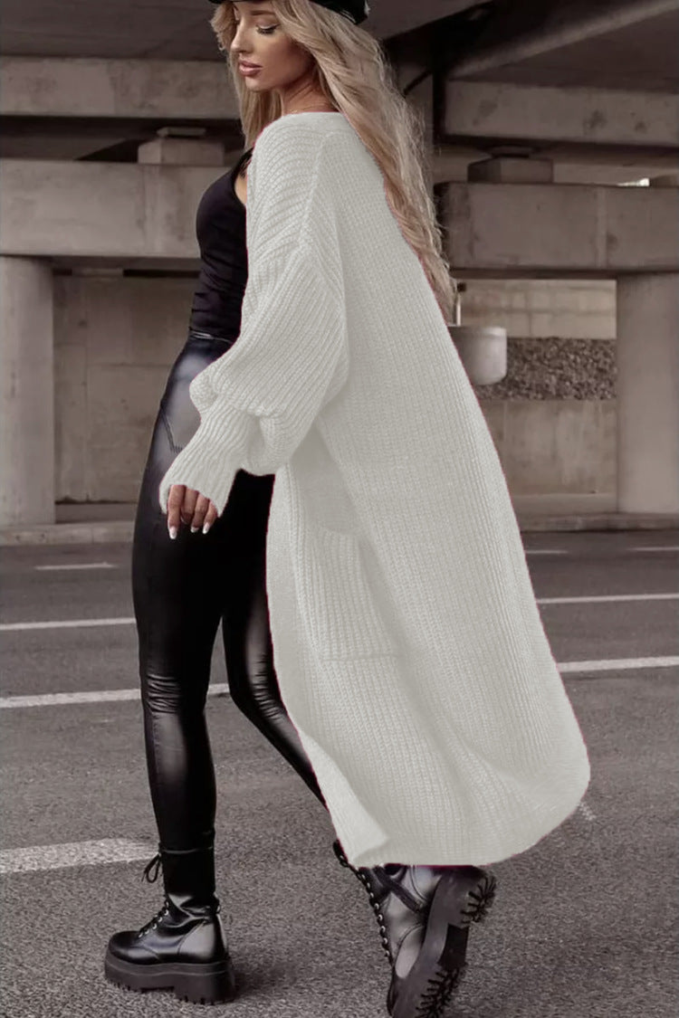 Dames Gros tricot Gilet avec design côtelé et grandes poches Chic und Stil