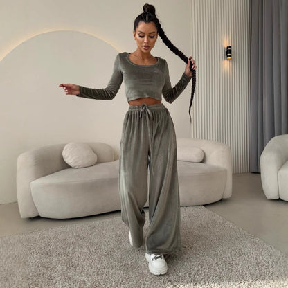 Premium women, elegant crop-top and comfortable pants Chic and Style