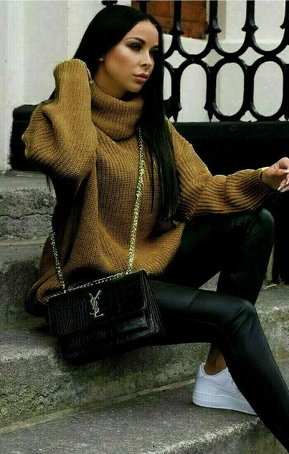 Pull en grosse maille pour femmes avec col montant et coupe décontractée Chic und Still
