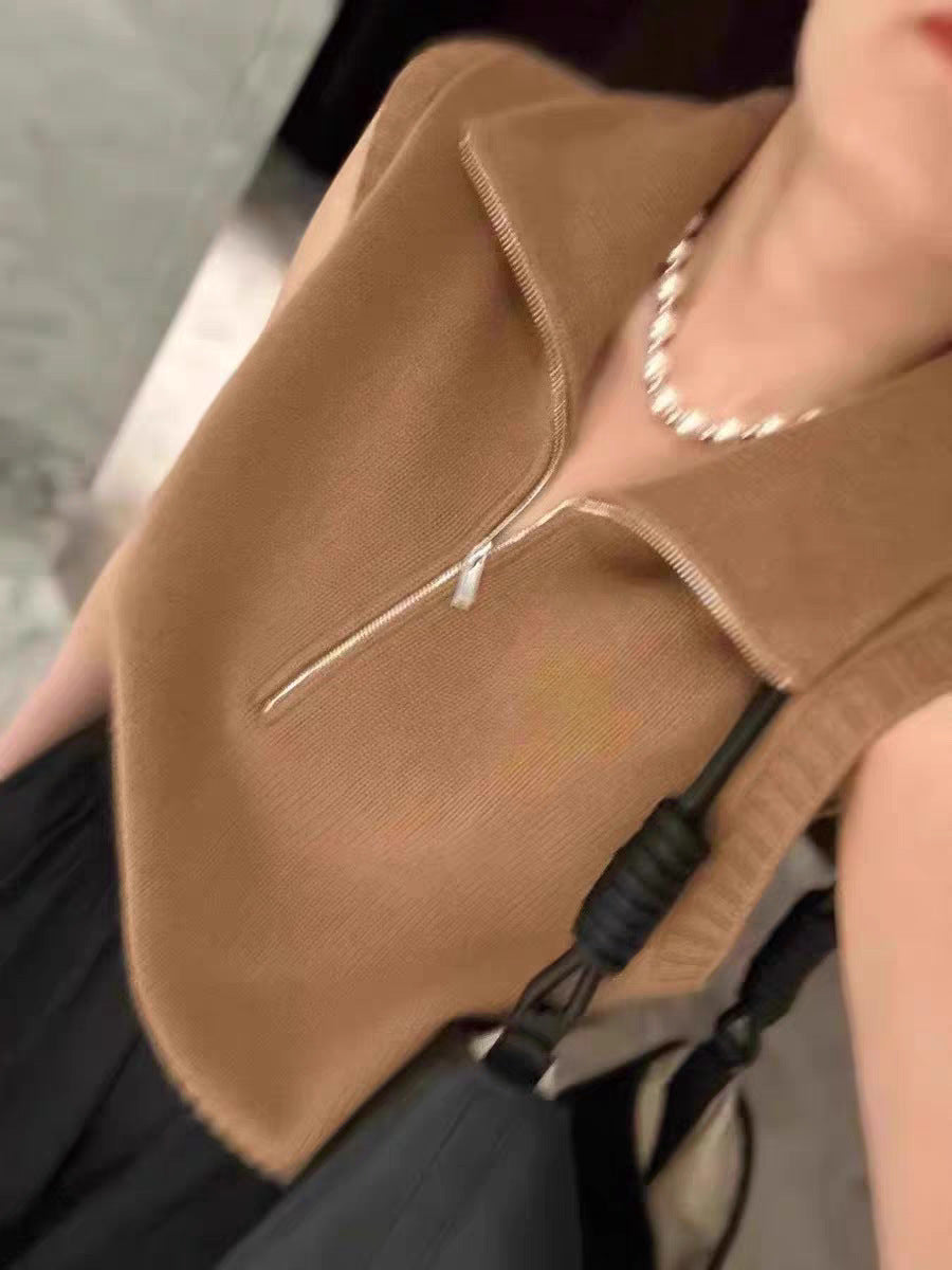 Pull en knit pour femmes avec col montant et fermeture éclair Chic und Stil