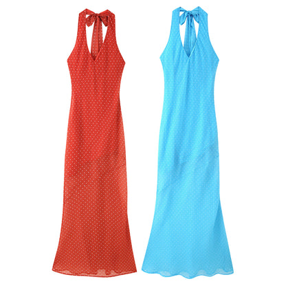 Robe maxi femme avec un dos raffiné et des volants élégants Chic und Stil