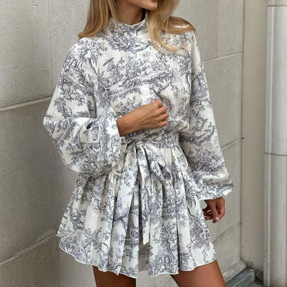 Robe mini pour dames avec ceinture à la taille et impression florale Chic und Stil