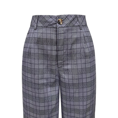 Pantalon à carreaux taille haute pour dames avec jambe large et coupe élégante Chic und Stil