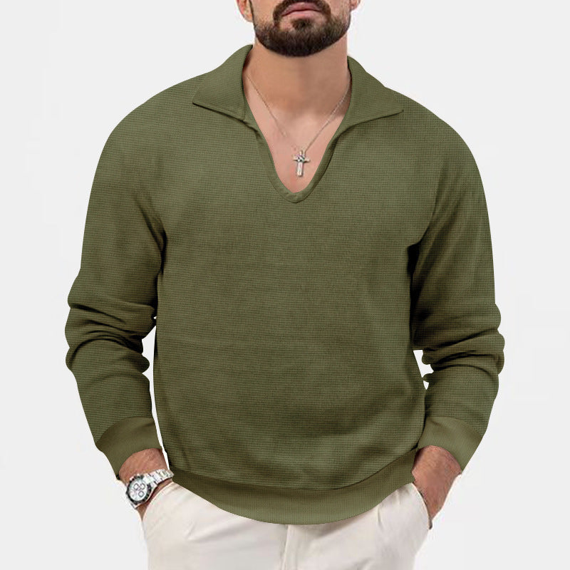 Pull pour homme à col en V tendance en matière tricot respirante Chic und Stil