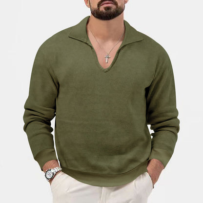 Pull pour homme à col en V tendance en matière tricot respirante Chic und Stil