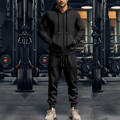 Men's sporty hoodie and jogger pants set with full zip and elastic waist Chic and Style