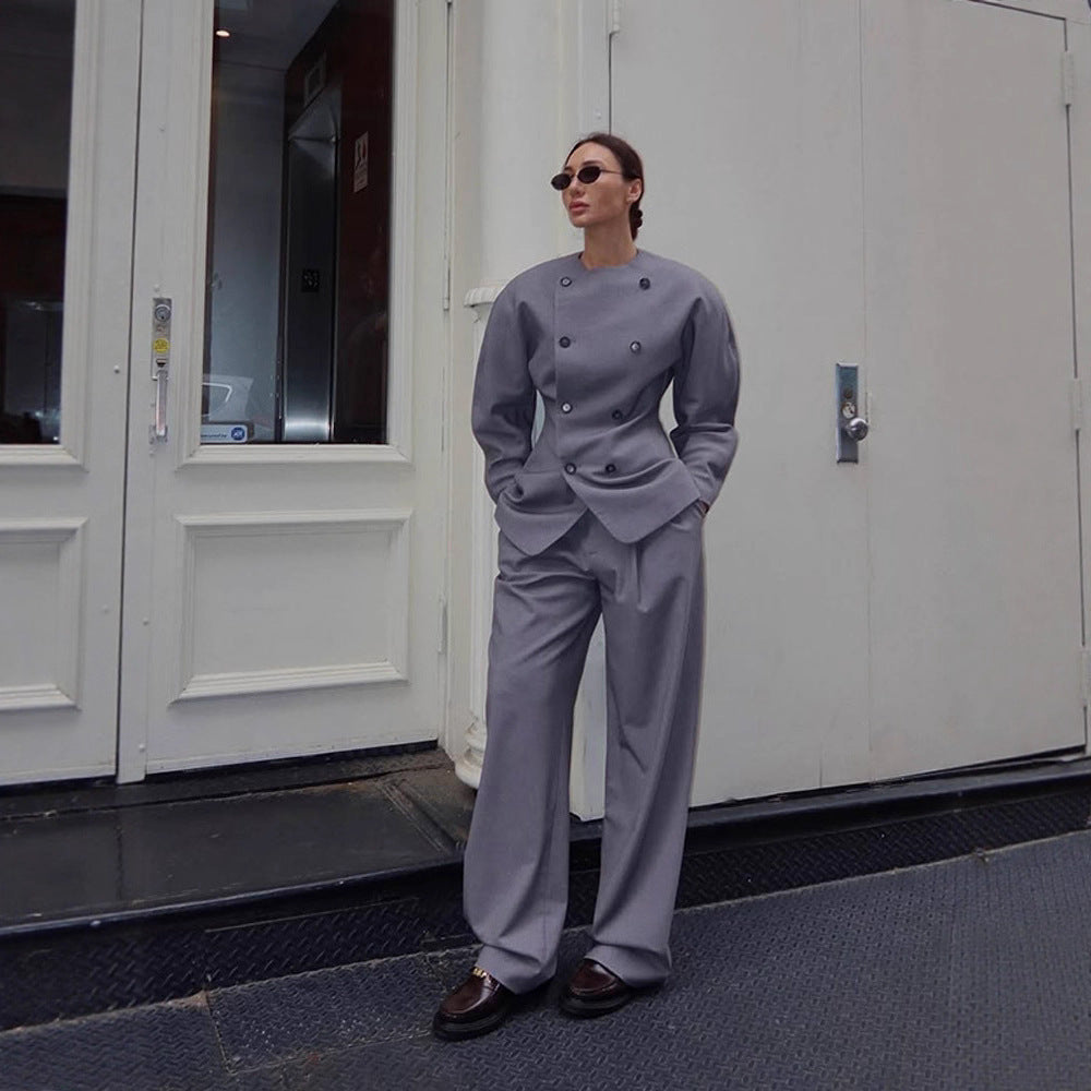 Dames Élégante veste de bureau à double boutonnage Chic und Stil