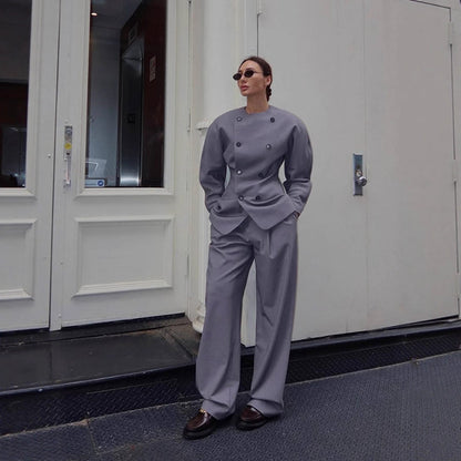 Dames Élégante veste de bureau à double boutonnage Chic und Stil