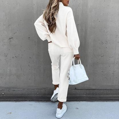 Ensemble de pull décontracté et élégant pour femmes avec col montant Chic und Stil