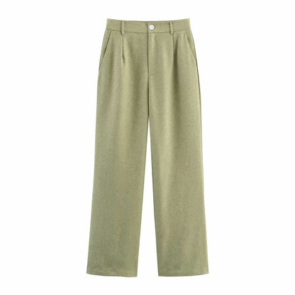 Casual women's jacket with adjustable belt and wide-leg pants Chic und Stil