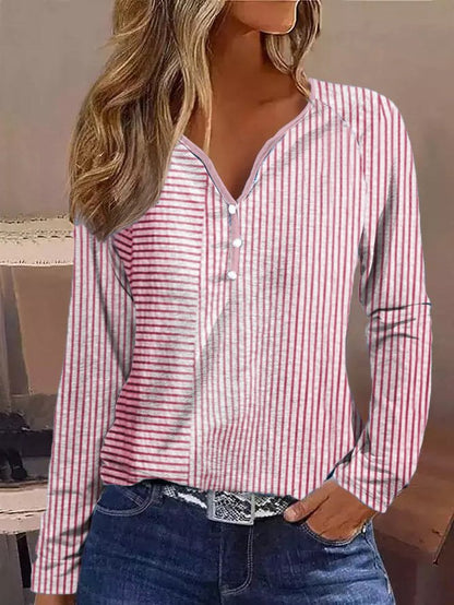Chemise à manches longues pour femmes avec liste de boutons et motif rayé sophistiqué Chic und Stil