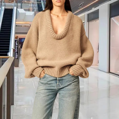Pull en tricot pour femmes avec décolleté en V et coupe décontractée Chic und Stil