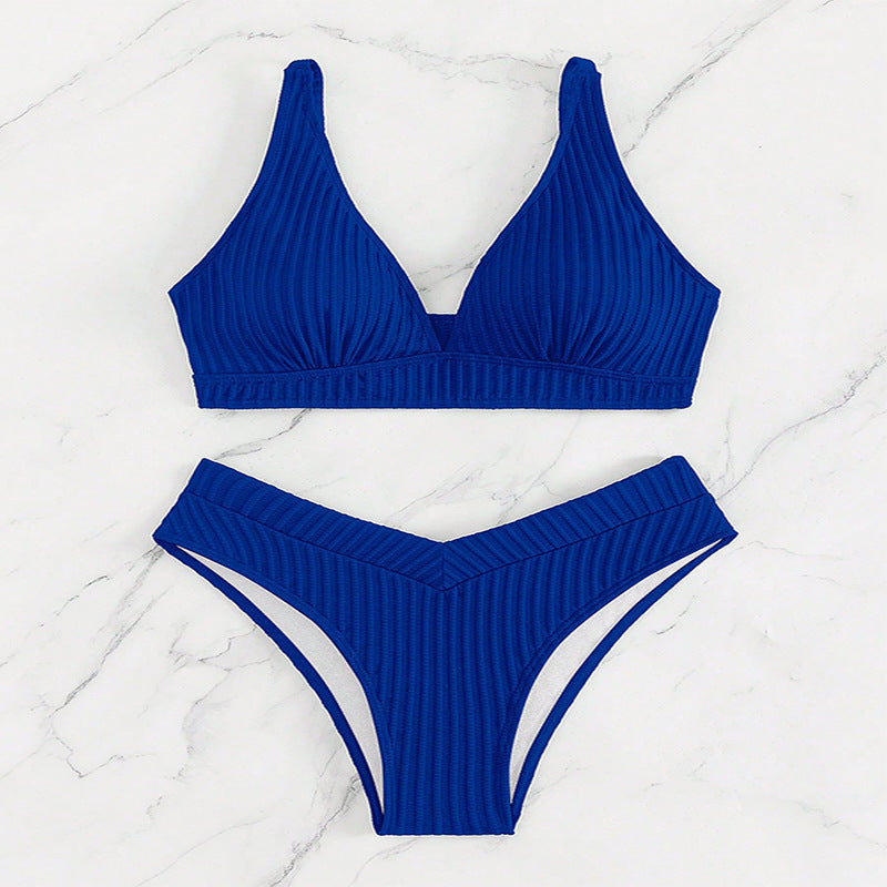 Ladies Rib-Top-Bottom-Bikini-Set Chic and Style