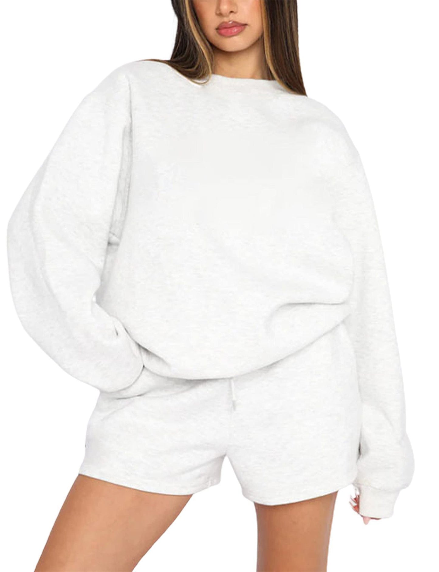 Femme confortable Sweat-shirt en molleton court et Shorts-Mix Chic und Stil