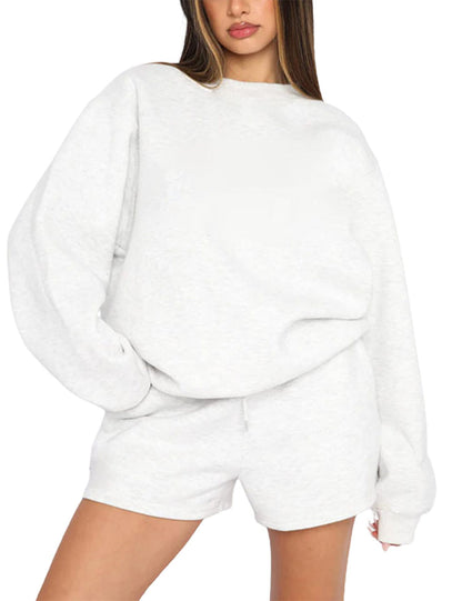 Femme confortable Sweat-shirt en molleton court et Shorts-Mix Chic und Stil