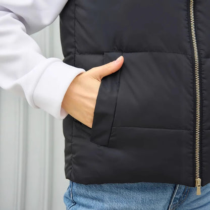Dames élégante gilet matelassé avec col montant et poches pratiques Chic und Stil