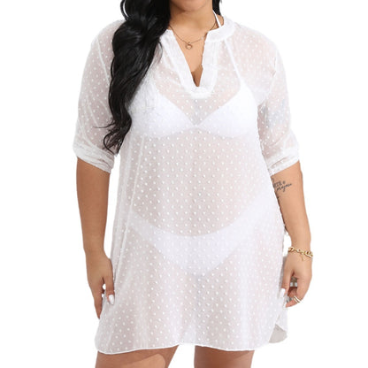 Dames à pois transparente couverture de plage tunique Chic und Stil