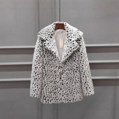 Veste en fausse fourrure de luxe pour femmes à motif léopard Chic und Stil