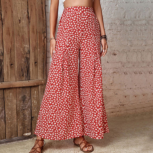 Pantalons à fleurs à jambes larges pour femmes Chic und Stil