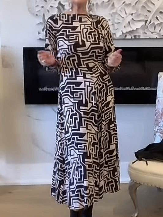 Robe maxi femme avec motif géométrique moderne et tombé fluide Chic und Stil