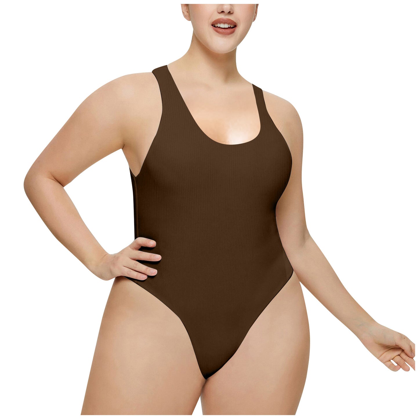 Ladies High Neck Ribbed Swimsuit Chic and Style