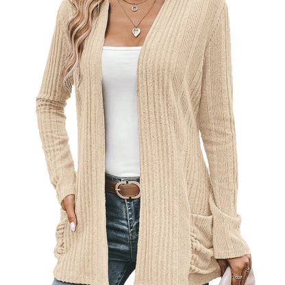 Cardigan long femme avec une fine structure en rib et des poches pratiques Chic und Stil