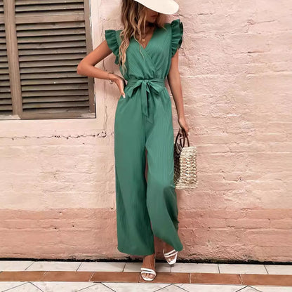 Dames élégant combinaison avec détails volants et ceinture à la taille Chic und Stil