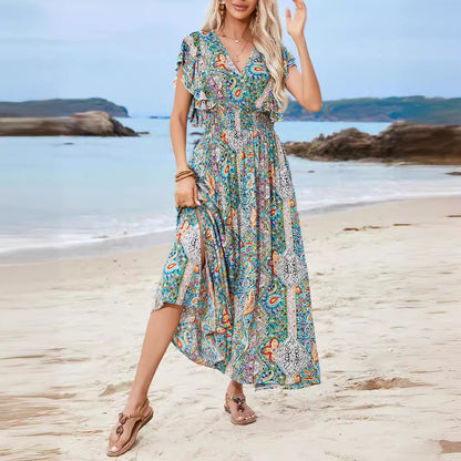 Dames Élégant Maxi Robe Bohémienne Chic und Stil
