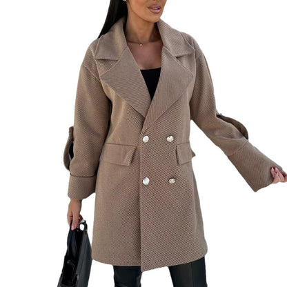 Dames Blazer surdimensionné élégant avec double rangée de boutons et poches pratiques Chic und Stil